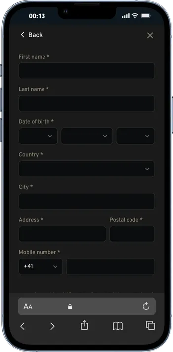 Lucky Trunk personal details form